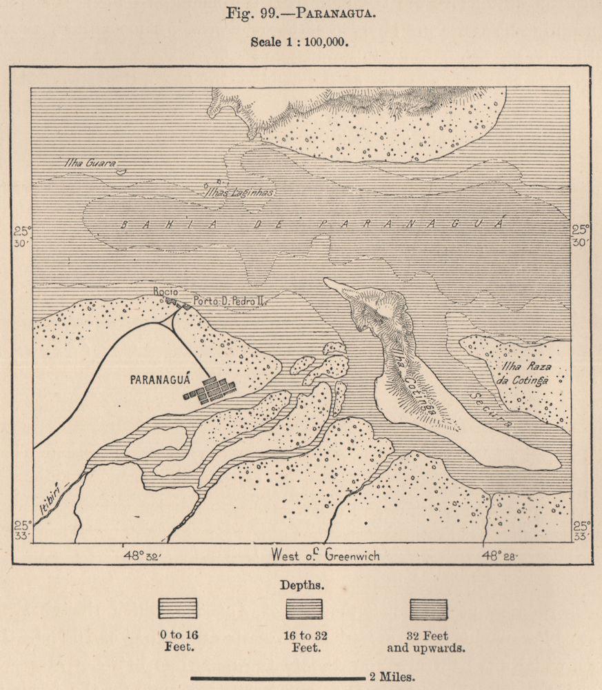 Paranagua. Brazil. Parana 1885 old antique vintage map plan chart